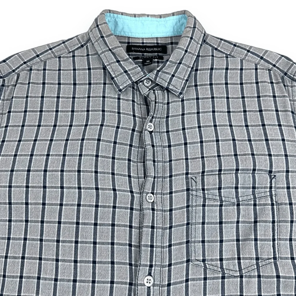 Banana Republic Shirt Mens Size Medium M Great Checked Long Sleeve Button Down‎
